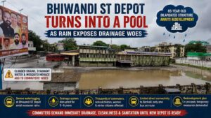 Bhiwandi ST Depot Waterlogging Worsens Monsoon Woes For Commuters